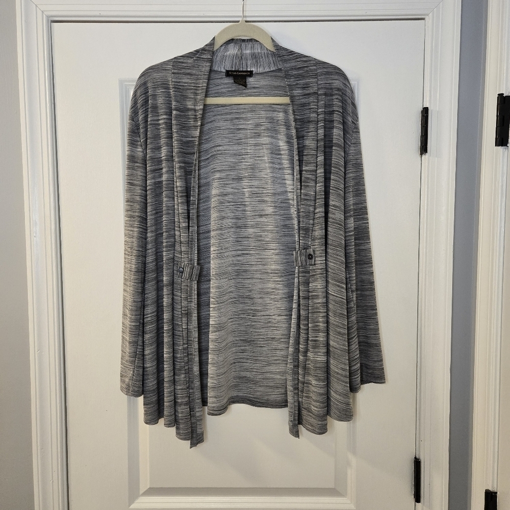 Susan Lawrence Gray And Black Longsleeve Lightweight Cardigan Size Large